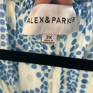 Alex & Parker Blue Polka Dot Blouse